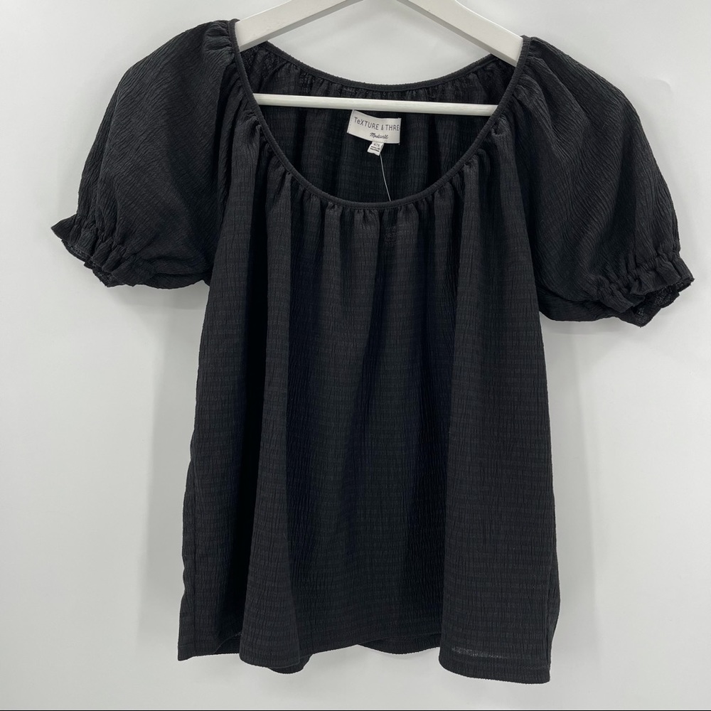 NWT Madewell Top Waffle Texture & Thread Top Black Size XXS